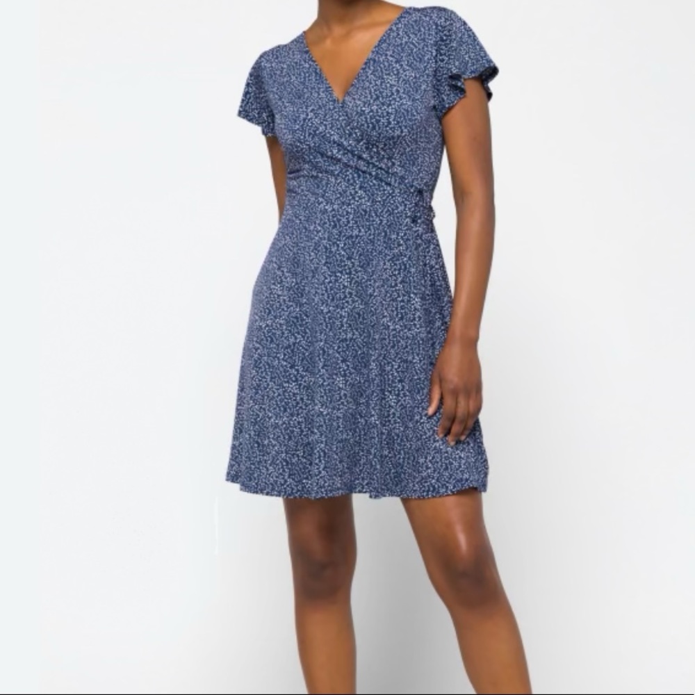 Kaleigh Kaela Faux Wrap Knit Dress, Blue